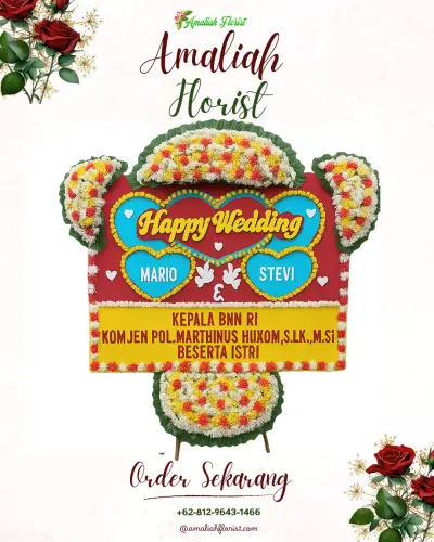 Karangan Papan Bunga Pernikahan di Santiong